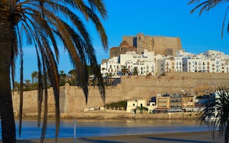 Peniscola skyline and castle beach in Castellon of Spain