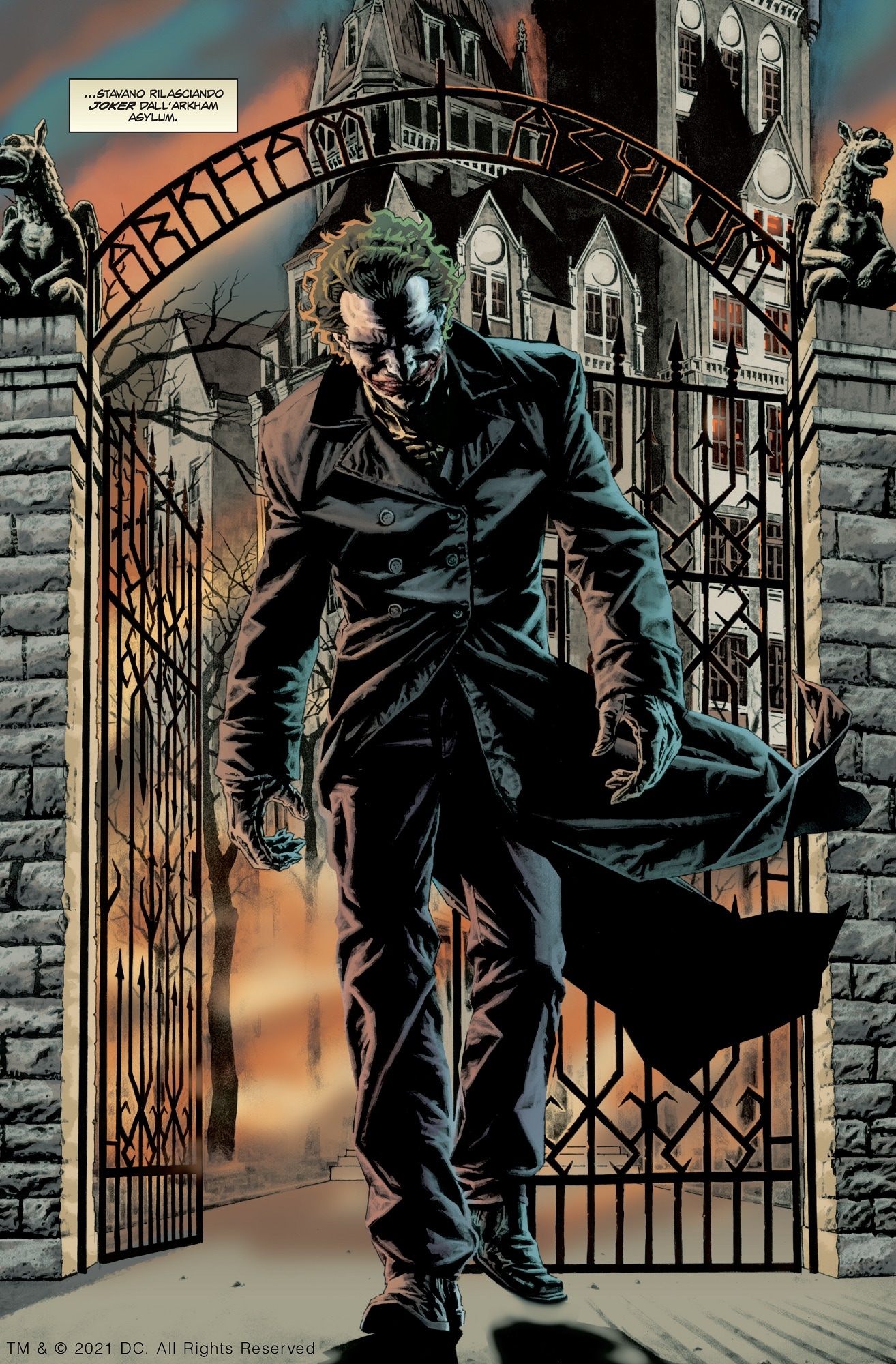 Joker esce dall'Arkham Asylum all'inizio di "Joker" (Brian Azzarello e Lee Bermejo) Joker