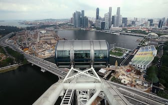 SINGAPORE - MAY 16:  A general view of the Singapore Flyer during a media tour of the city ahead of the Singapore Airlines International Cup meeting at Singapore Turf Club on May 16, 2008 in Singapore.  (Photo by Mark Dadswell/Getty Images)