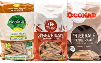 Confezioni di pasta di Coop, Carrefour e Conad