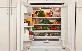view of inside of refrigerator with healthy food 