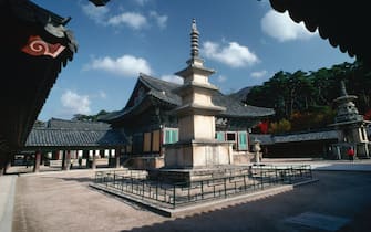 Seokgatap pagoda within the Bulguksa Temple complex (UNESCO World Heritage List, 1995), Gyeongju, North Gyeongsang, South Korea.
