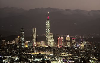 This picture taken on October 4, 2021 shows Taipei 101, a 508-metre high commercial building, in Taipei. (Photo by Sam Yeh / AFP) (Photo by SAM YEH/AFP via Getty Images)
