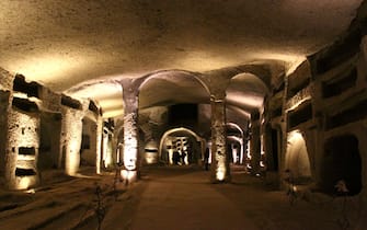 Napoli, la nuova testa di San Gennaro e le grotte del santo restaurate alla Basilica dell'Incoronata del Buon Consiglio. Nella foto uno scorcio delle catacombe di San Gennaro
