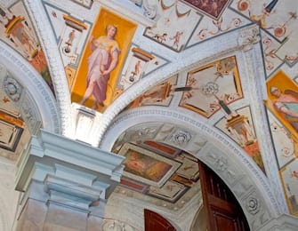 Painted ceiling. Palazzo Tobia Pallavicino. Via Garibaldi 4. Rolli. UNESCO. World Heritage. Site. Genoa. Ligury. Italy. Europe. (Photo by: Massimo Piacentino/REDA&CO/Universal Images Group via Getty Images)