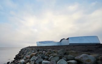 The Blue Planet Aquarium, Copenhagen, Denmark. Architect: 3xn, 2013. Panoramic view of building on elevated headland with rocks and the sea. (Photo by: Hufton + Crow/View Pictures/Universal Images Group via Getty Images)