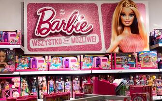 Barbie logo and products are seen at the toy shop in Krakow, Poland on December 30, 2021.  (Photo by Jakub Porzycki/NurPhoto via Getty Images)