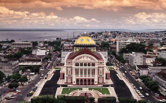The Teatro Amazonas, or the Amazon Theater, is an opera house located in the heart of Manaus. (Photo by Paulo Fridman/Sygma via Getty Images)