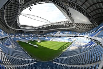 TOPSHOT - This picture taken on December 16, 2019 shows a view of Qatar's new al-Janoub Stadium in the capital Doha, which will host matches of the FIFA football World Cup 2022. (Photo by GIUSEPPE CACACE / AFP) (Photo by GIUSEPPE CACACE/AFP via Getty Images)