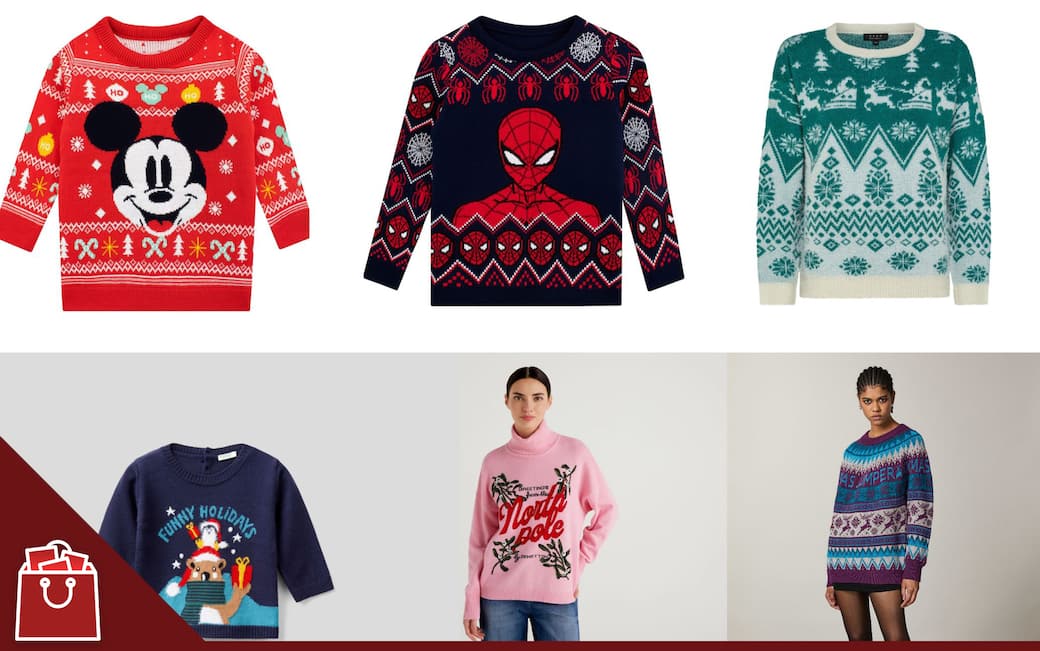 ACM 1899 Maglione Di Natale con Fantasia Natalizia Hecho de algodón
