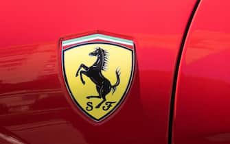 Red Ferrari with horse logo