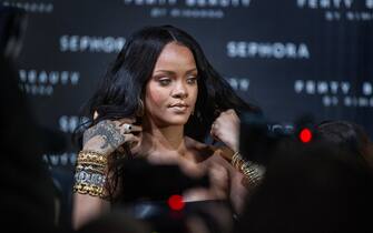 MILAN, ITALY - APRIL 05: Rihanna attends Sephora Fenty Beauty by Rihanna launch event on April 5, 2018 in Milan, Italy.