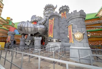 The entrance to Bowser's Castle during a media preview of Super Nintendo World theme park at Universal Studios Hollywood in Universal City, California, US, on Thursday, Feb. 16, 2023. The interactive replica of Nintendo Co.'s lands and characters will open to the public on February 17. Photographer: Kyle Grillot/Bloomberg via Getty Images