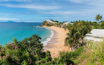 Beautiful marine view on tropical caribbean beach at Grace Bay, Antigua and Barbuda, Leeward Islands, West Indies, Central America