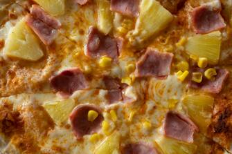 Close up Hawaiian pizza for background.