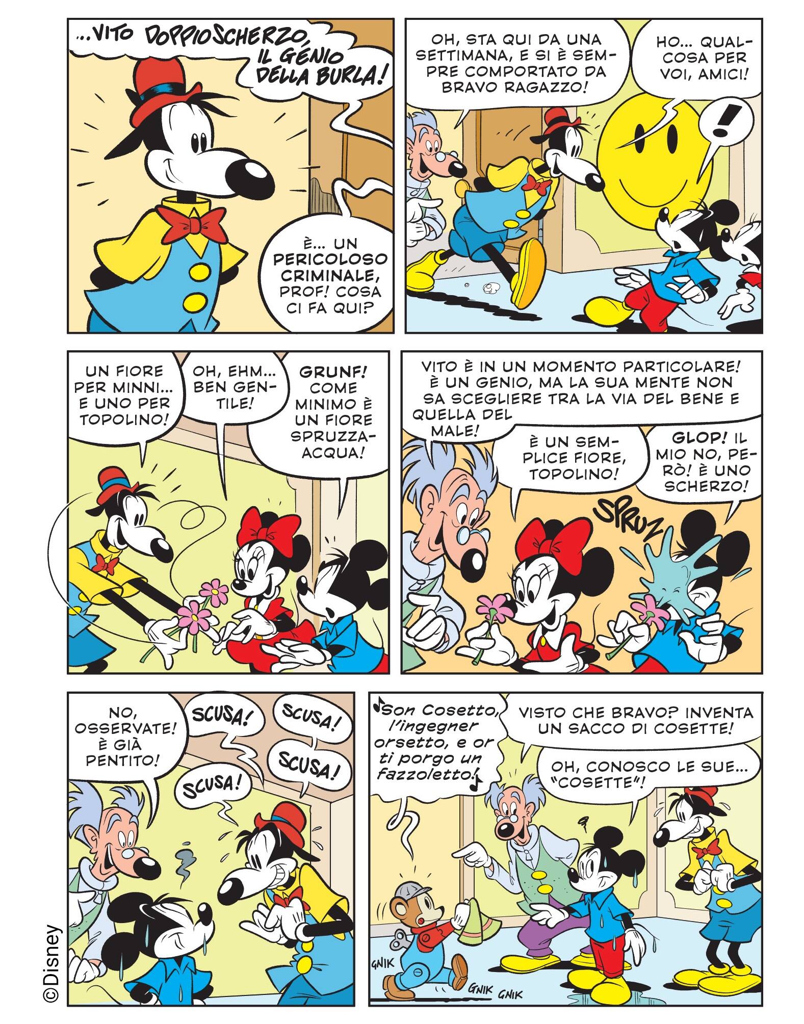 Una tavola di Topolino e l'ipotetico Doppioscherzo Topolino Doppioscherzo