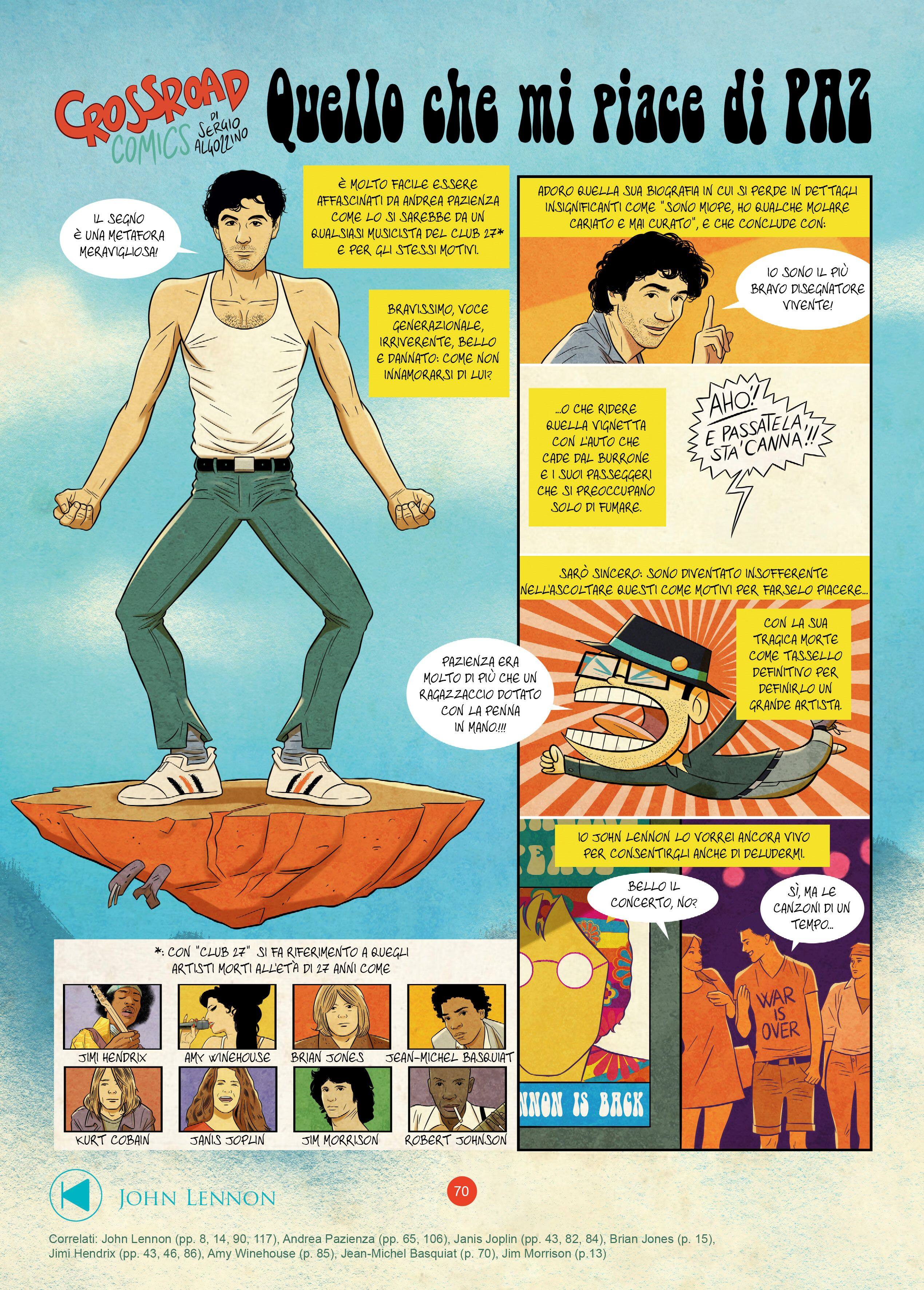 Una tavola dedicata ad Andrea Pazienza su Crossroad Comics di Sergio Algozzino