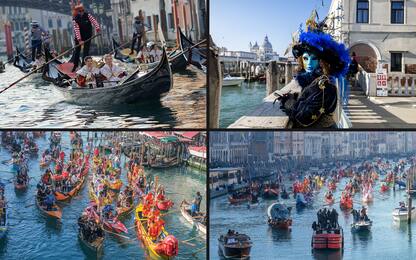 Carnevale di Venezia, il corteo in maschera sul Canal Grande. FOTO