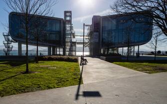 1199405957 SANTANDER SPAIN - JANUARY 5: The Botin Center is a building of the Botín Foundation inaugurated in 2017 on January 5, 2020 in Santander, Cantabria,Spain.(Photo by Xurxo Lobato/Getty Images)
