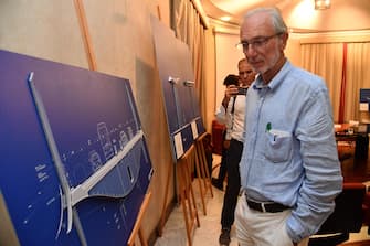 L'architetto Renzo Piano nel corso di una conferenza stampa sulla presentazione del progetto del nuovo viadotto dopo il crollo del ponte Morandi, 7 settembre 2018. ANSA/LUCA ZENNARO