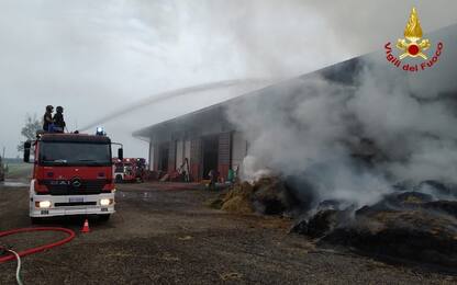 Incendio in un capannone agricolo dell'Oltrepò Pavese: nessun ferito