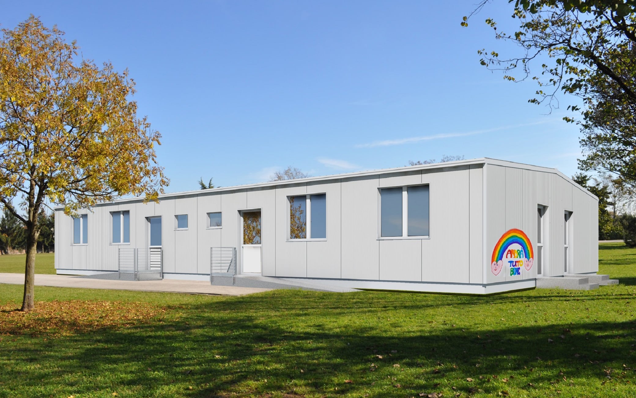 Un render dei moduli provvisori fornito dal Comune di Milano Un render dei moduli provvisori fornito dal Comune di Milano
