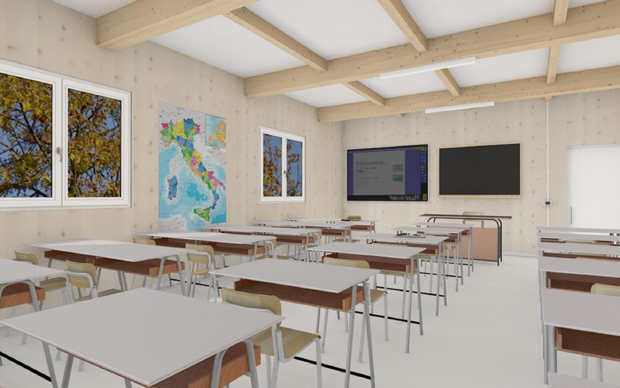 Un render dei moduli provvisori fornito dal Comune di Milano Un render dei moduli provvisori fornito dal Comune di Milano