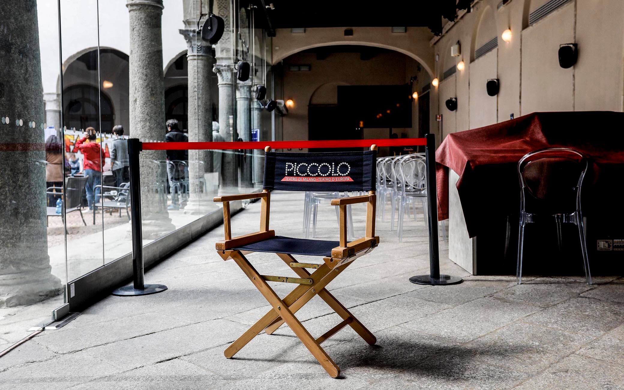 Occupazione del Piccolo Teatro di via Rovello da parte dei lavoratori dello spettacolo, Milano, 27 marzo 2021. ANSA/ MOURAD BALTI TOUATI