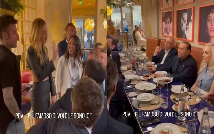 Silvio Berlusconi al ristorante a Milano che rivolge la battuta ai 'Ferragnez'