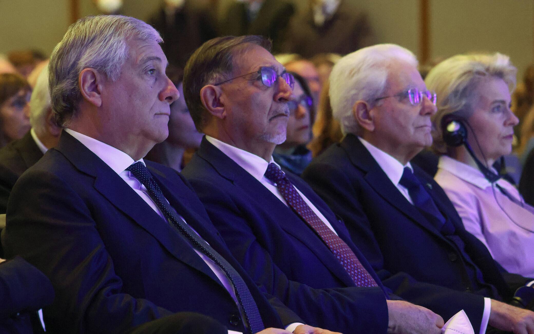 il ministro degli Esteri Antonio Tajani; il presidente del Senato Ignazio La Russa; il presidente della Repubblica Sergio Mattarella; il presidente della Commissione Europea Ursula Von der Leyen