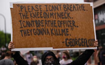 MINNEAPOLIS, MN - MAY 26: Protestors demonstrate outside the Third Precinct Police Station after the killing of George Floyd on May 26, 2020 in Minneapolis, Minnesota. Floyd was killed yesterday while in the custody of Minneapolis Police. (Photo by Stephen Maturen/Getty Images)