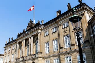 COPENHAGEN, DENMARK - AUGUST 28: Crown prince Frederiks and Crown Princess Marys residence, Frederik VIIIs palace at Amalienborg  on August 28, 2019 in Copenhagen, Denmark.  Amalienborg Palace is a complex of 4  palaces. (Photo by Ole Jensen/Getty Images)