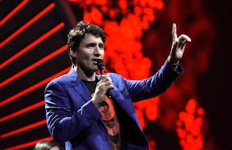 HAMBURG, GERMANY - JULY 06:  Canadian Prime Minister Justin Trudeau speaks during the Global Citizen Festival at the Barclaycard Arena  on July 6, 2017 in Hamburg, Germany.  (Photo by Christian Augustin/Getty Images)