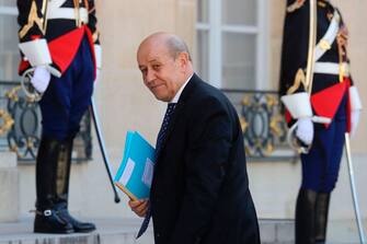 1221930231 French Foreign Affairs Minister Jean-Yves Le Drian arrives at the Elysee Palace prior to the arrival of Tunisian President, in Paris, on June 22, 2020. (Photo by Ludovic MARIN / AFP) (Photo by LUDOVIC MARIN/AFP via Getty Images)