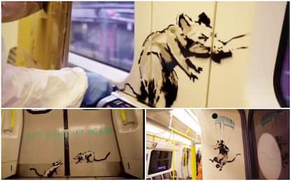 Banksy, nuova opera in metro a Londra: il video dell'artista in azione