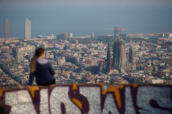 The Sagrada Familia is pictured in Barcelona on April 10, 2020, during a national lockdown to prevent the spread of the COVID-19 disease. - Spain has recorded its lowest daily death toll from the new coronavirus in 17 days, with 605 people dying, the government said. (Photo by Pau Barrena / AFP) (Photo by PAU BARRENA/AFP via Getty Images)