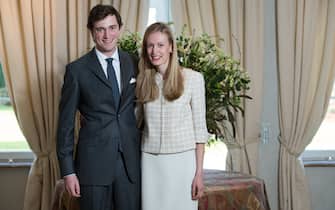 Belgian Prince Amedeo (grandson of King Albert II) poses with his fiancee Elisabetta Rosboch von Wolkenstein on the day of their engagement, in the Schonenberg royal residence, home of Amedeo's parents, in Brussels, on February 15, 2014. 27 years old Prince Amedeo and Italian journalist Elisabetta Rosboch von Wolkenstein live in New-York. AFP PHTO / BELGA PHOTO / FREDERIC SIERAKOWSKI == BELGIUM OUT==        (Photo credit should read FREDERIC SIERAKOWSKI/AFP via Getty Images)