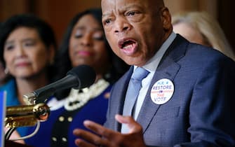 WASHINGTON, DC - FEBRUARY 26: Rep. John Lewis (D-GA) speaks about the Voting Rights Enhancement Act, H.R. 4, on Capitol Hill on February 26, 2019 in Washington, DC. (Photo by Joshua Roberts/Getty Images)