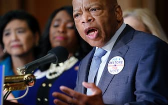 1127617953 WASHINGTON, DC - FEBRUARY 26: Rep. John Lewis (D-GA) speaks about the Voting Rights Enhancement Act, H.R. 4, on Capitol Hill on February 26, 2019 in Washington, DC. (Photo by Joshua Roberts/Getty Images)