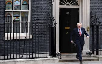 LONDON, ENGLAND - APRIL 27: Prime Minister Boris Johnson leaves 10 Downing Street before making a speech as he returns to work following his recovery from Covid-19 on April 27, 2020 in London, England. The Prime Minister said the country needed to continue its lockdown measures to avoid a second spike in infections. (Photo by Chris J Ratcliffe/Getty Images)