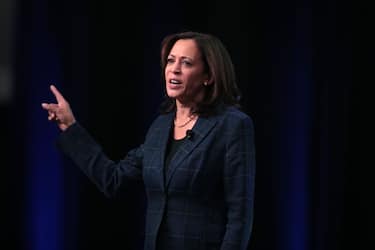 ALTOONA, IOWA - OCTOBER 13:  Democratic presidential candidate Sen. Kamala Harris (D-CA)  speaks to guests at the United Food and Commercial Workers' (UFCW)  2020 presidential candidate forum  on October 13, 2019 in Altoona, Iowa. With 1.3 million members the UFCW is America's largest private sector union. The 2020 Iowa Democratic caucuses will take place on February 3, 2020, making it the first nominating contest in the Democratic Party presidential primaries (Photo by Scott Olson/Getty Images)