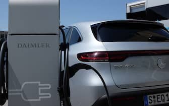 STUTTGART, GERMANY  - JUNE 26: A fully-electric Mercedes-Benz EQC 400 4MATIC SUV automobile is seen on June 26, 2019 in Stuttgart, Germany. The electric range of Mercedes EQ cars is expected to expand to include 10 new models by 2022. (Photo by Adam Berry/Getty Images)