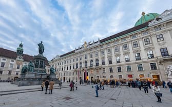 VIENNA, AUSTRIA - DECEMBER 30: (EDITORS NOTE: Image has been digitally enhanced.) The statue of Emperor Francis I. (in German: Kaiser Franz l. Denkmal) is seen at the courtyard of Hofburg Palace on December 30, 2019 in Vienna, Austria. (Photo by Laszlo Szirtesi/Getty Images)