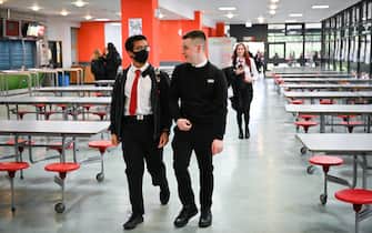 GLASGOW, SCOTLAND - AUGUST 12: Pupils return to St Paul's High School for the first time since the start of the coronavirus lockdown nearly five months ago on August 12, 2020 in Kelso, Scotland. Pupils will return to more of Scotland's schools today, as the fallout continues from the government’s decision to upgrade exam results. (Photo by Jeff J Mitchell/Getty Images)
