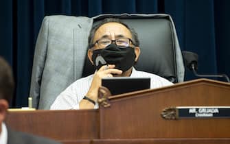 WASHINGTON, DC - JUNE 29:  U.S. House Natural Resources Committee Chairman Raul Grijalva (D-AZ) presides over a hearing examining Park Police response to Lafayette Square protests on June 29, 2020 in Washington, D.C. Amid protests of the death of George Floyd, authorities in D.C cleared the largely peaceful crowd gathered in Lafayette Square on June 1 prior to President Donald Trump's walk across the park for a photo op at St. John's Church.  (Photo by Bonnie Cash-Pool/Getty Images)