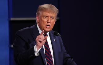 CLEVELAND, OHIO - SEPTEMBER 29:  U.S. President Donald Trump participates in the first presidential debate against Democratic presidential nominee Joe Biden at the Health Education Campus of Case Western Reserve University on September 29, 2020 in Cleveland, Ohio. This is the first of three planned debates between the two candidates in the lead up to the election on November 3. (Photo by Scott Olson/Getty Images)