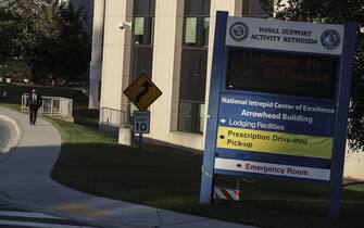 The exterior of the Walter Reed National Military Medical Center in Bethesda, Maryland, U.S., is seen on Friday, Oct. 2, 2020. Trump will be treated for Covid-19 after being in isolation at the White House since his diagnosis, which he announced after one of his closest aides had tested positive for coronavirus infection.
(Photo by Oliver Contreras/Pool/ABACAPRESS.COM) (Pool/ABACA / IPA/Fotogramma, Washington - 2020-10-02) p.s. la foto e' utilizzabile nel rispetto del contesto in cui e' stata scattata, e senza intento diffamatorio del decoro delle persone rappresentate