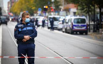 ATTENTAT A NICE - Attaque au couteau dans la basilique Notre-Dame de Nice, deux mort et plusieurs blessés. Nice, FRANCE. Le 29 Octobre 2020. Two person has been killed and several others injured after a knife attack near a church basilique Notre-Dame in the southern French city of Nice, French media said on Thursday. October 29, 2020 (Olivier Huitel / IPA/Fotogramma, Nice - 2020-10-29) p.s. la foto e' utilizzabile nel rispetto del contesto in cui e' stata scattata, e senza intento diffamatorio del decoro delle persone rappresentate