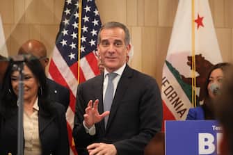 epa08270652 Mayor of Los Angeles Eric Garcetti attends an event with former US Vice President and Democratic presidential candidate Joe Biden (not pictured) a day after 'Super Tuesday' at the W Hotel in West Bevery Hills, in Los Angeles, California, USA, 04 March 2020.  EPA/DAVID SWANSON
