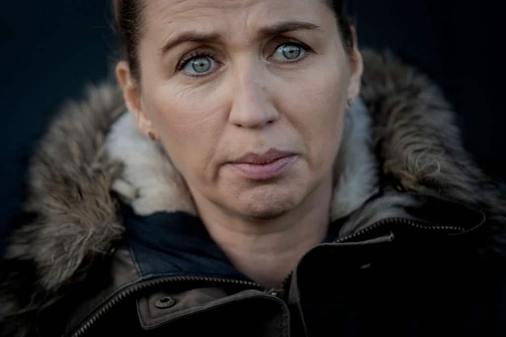 Denmark's Prime Minister Mette Frederiksen reacts as she meets journalists after visiting a closed and empty mink farm near Kolding, Denmark, on November 26, 2020. - Prime Minister Frederiksen's government has acknowledged that its decision to cull more than 15 million minks had no legal basis for those not contaminated by the Covid-19 variant, infuriating breeders. A mutated version of the new coronavirus detected in Danish minks that raised concerns about the effectiveness of a future vaccine has likely been eradicated, Denmark's health ministry said on November 19, 2020. (Photo by Mads Nissen / Ritzau Scanpix / AFP) / Denmark OUT (Photo by MADS NISSEN/Ritzau Scanpix/AFP via Getty Images)